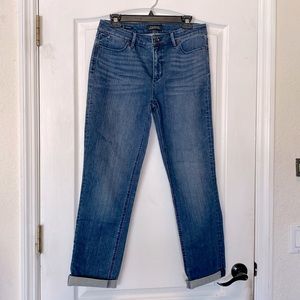 Talbots Flawless Five-Pocket Straight Jeans Size 8, EUC Dark Wash Denim Casual